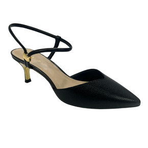 Scarpin Luz da Lua Slingback Feminino Panna Couro Tramado