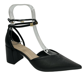 Scarpin Luz da Lua Feminino Tramado Preto Couro