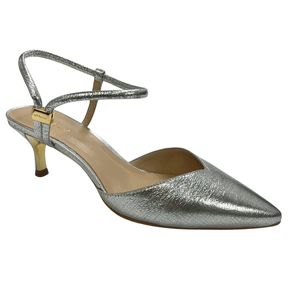 Scarpin Luz da Lua Slingback Feminino Dourado Couro 