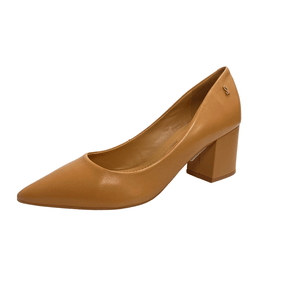 Scarpin Santa Lolla Nude Salto Bloco Couro 