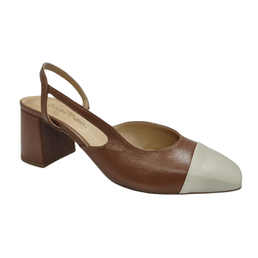 Slingback Berti Maria Feminino Gelo Chocolate Couro