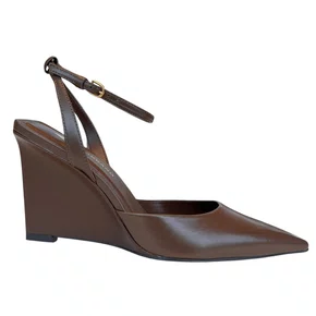 Slingback Carrano Feminino Salto Anabela Brownie Couro