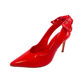 Slingback Carrano Preta Salto Alto Couro 