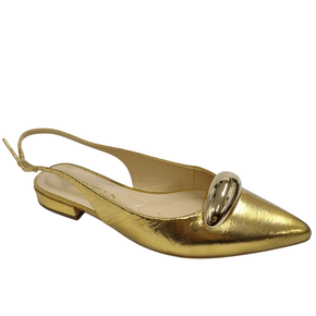 Slingback Cecconello Feminino Bico Fino Off White Couro