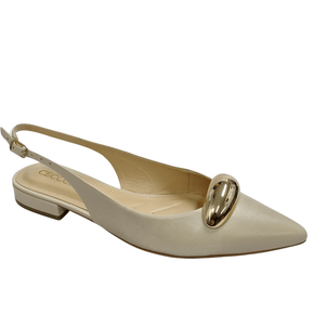 Slingback Cecconello Feminino Bico Fino Off White Couro