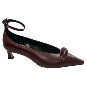 Slingback Cecconello Feminino Salto Baixo Malbec Couro