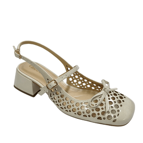 Slingback Cecconello Feminino Salto Baixo Off White