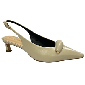 Slingback Cecconello Feminino Salto Baixo Off White Couro