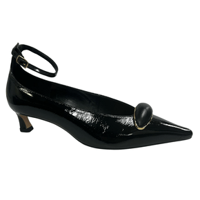 Slingback Cecconello Feminino Salto Baixo Preto Couro