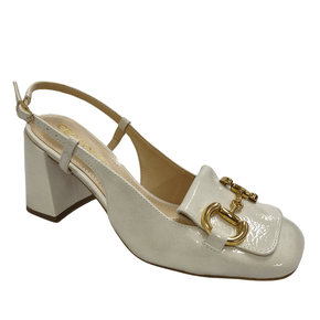 Slingback Cecconello Feminino Salto Médio Prata Couro