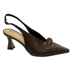 Slingback Cecconello Feminino Santo Médio Marrom Couro