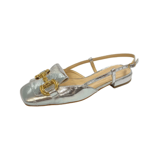 Slingback Cecconello Prata Couro 