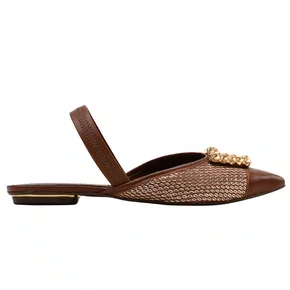 Slingback Jorge Bischoff Feminino Marrom Tabaco Couro