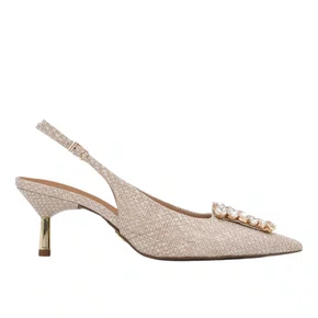 Slingback Jorge Bischoff feminino Pedrarias Off White Couro
