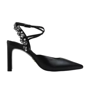 Slingback Jorge Bischoff Feminino Salto Alto Preto Couro