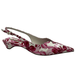 Slingback Jorge Bischoff Feminino Floral Couro Verniz