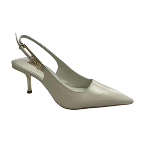 Slingback Jorge Bischoff Feminino Salto Fino Branco Couro