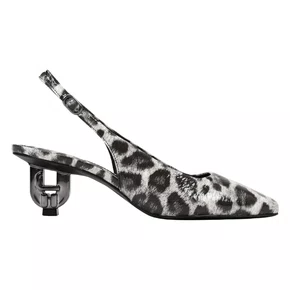 Slingback Jorge Bischoff Feminino Salto Jb Hee Onça Preto Branco Couro
