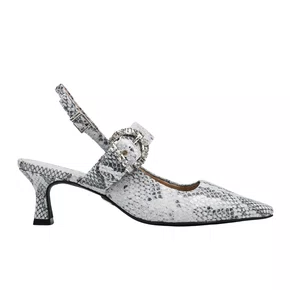 Slingback Jorge Bischoff Feminino Snake Azul Hortênsia Couro 
