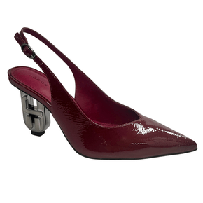 Slingback Jorge Bischoff Feminino Vinho Salto Exclusivo JB Couro Verniz