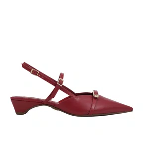 Slingback Jorge BIschoff  Vermelho Couro Salto Bloco