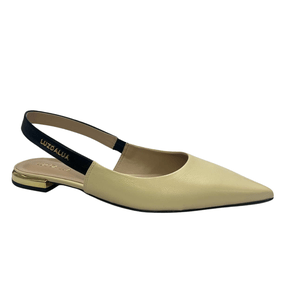 Slingback Luz da Lua Feminino Marfim Preto Couro