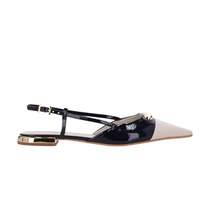 Slingback Luz da Lua Feminino Panna Netuno Couro Verniz