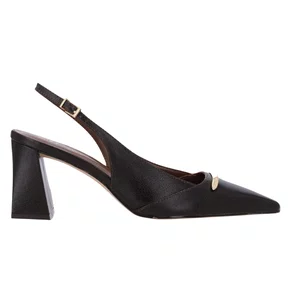 Slingback Luz da Lua Feminino Salto Bloco Cacau Couro
