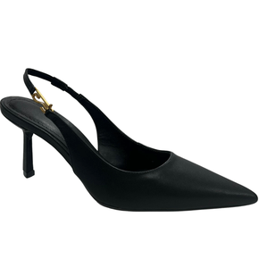 Slingback Santa Lolla Feminino Salto fino Preto Couro
