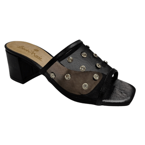 Tamanco Berti Maria Feminino Telado Preto Couro