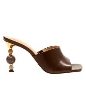 Tamanco Cecconello Feminino Marrom Salto Alto Couro