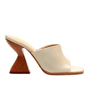 Tamanco Cecconello Feminino Off White Salto Allto Couro