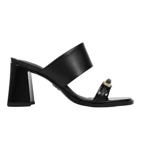 Tamanco Jorge Bischoff Feminino Salto Bloco Preto Couro