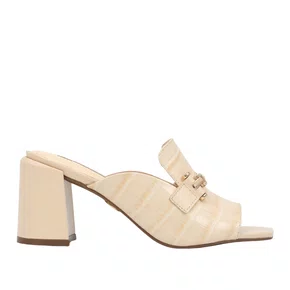 Tamanco Jorge Bischoff Salto Bloco Off White Couro Croco