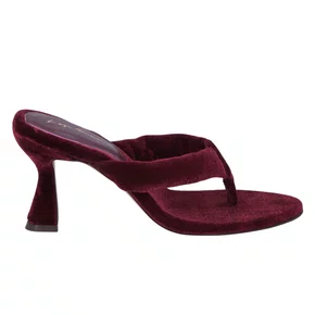 Tamanco Luiza Barcelos Feminina Salto Alto Veludo Vinho