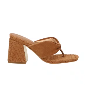 Tamanco Luiza Barcelos Feminino Tressê Caramelo Couro Camurça