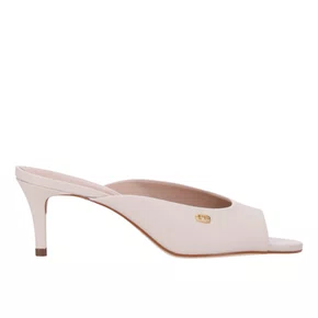 Tamando Luz da Lua Feminino Salto Médio Panna Couro