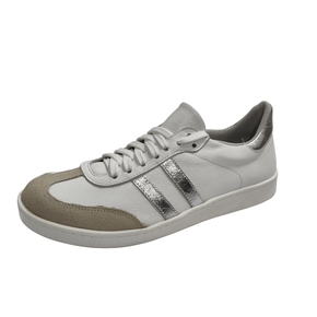 Tênis Berti Maria Branco Prata Couro 