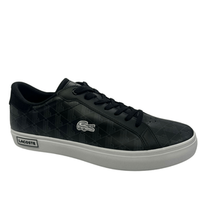 Tênis Lacoste Masculino Power Court Preto Branco Couro