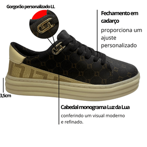 Tênis Luz da Lua Feminino Mocca Marfim Monograma Berti Maria