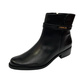 Tênis Luz da Lua Preto Salto Bloco Couro 