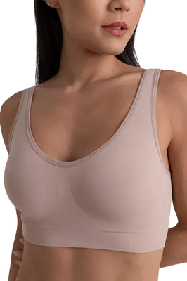 Top Loba Touch Com Bojo Removível Sem Costura Natural 