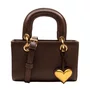 Bolsa Cecconello Feminina Brown Ouro Couro Pequena
