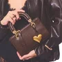 Bolsa Cecconello Feminina Brown Ouro Couro Pequena