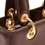 Bolsa Cecconello Feminina Brown Ouro Couro Pequena