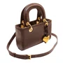 Bolsa Cecconello Feminina Brown Ouro Couro Pequena