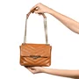 Bolsa Jorge Bischoff Feminina Matelassê Caramelo Couro - Pequena