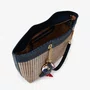 Bolsa Jorge Bischoff Feminina Ráfia Azul Marinho Couro -Grande