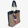 Bolsa Jorge Bischoff Feminina Ráfia Azul Marinho Couro -Grande