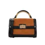 Bolsa Jorge Bischoff Feminina Satchel Preto Marrom Couro - Média 